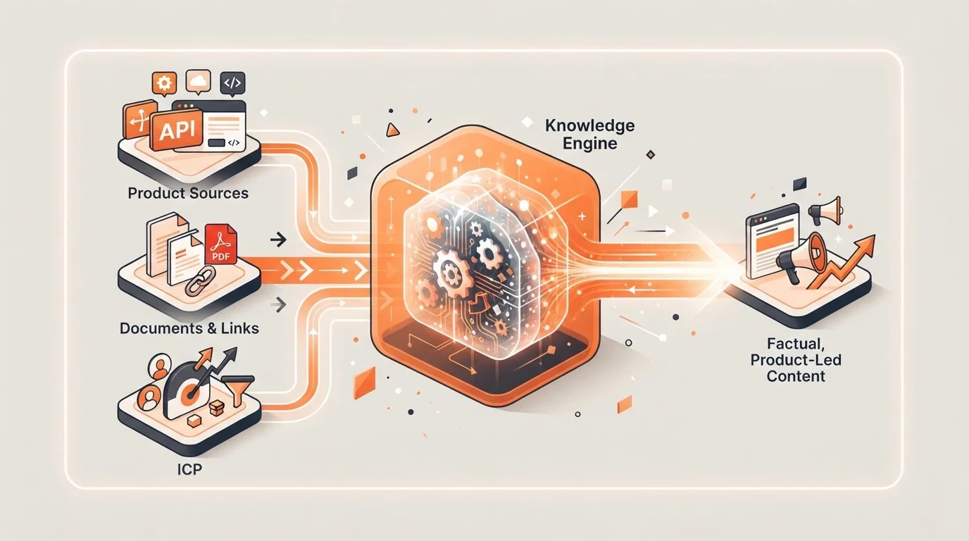 Blogged Knowledge Engine workflow for SaaS content