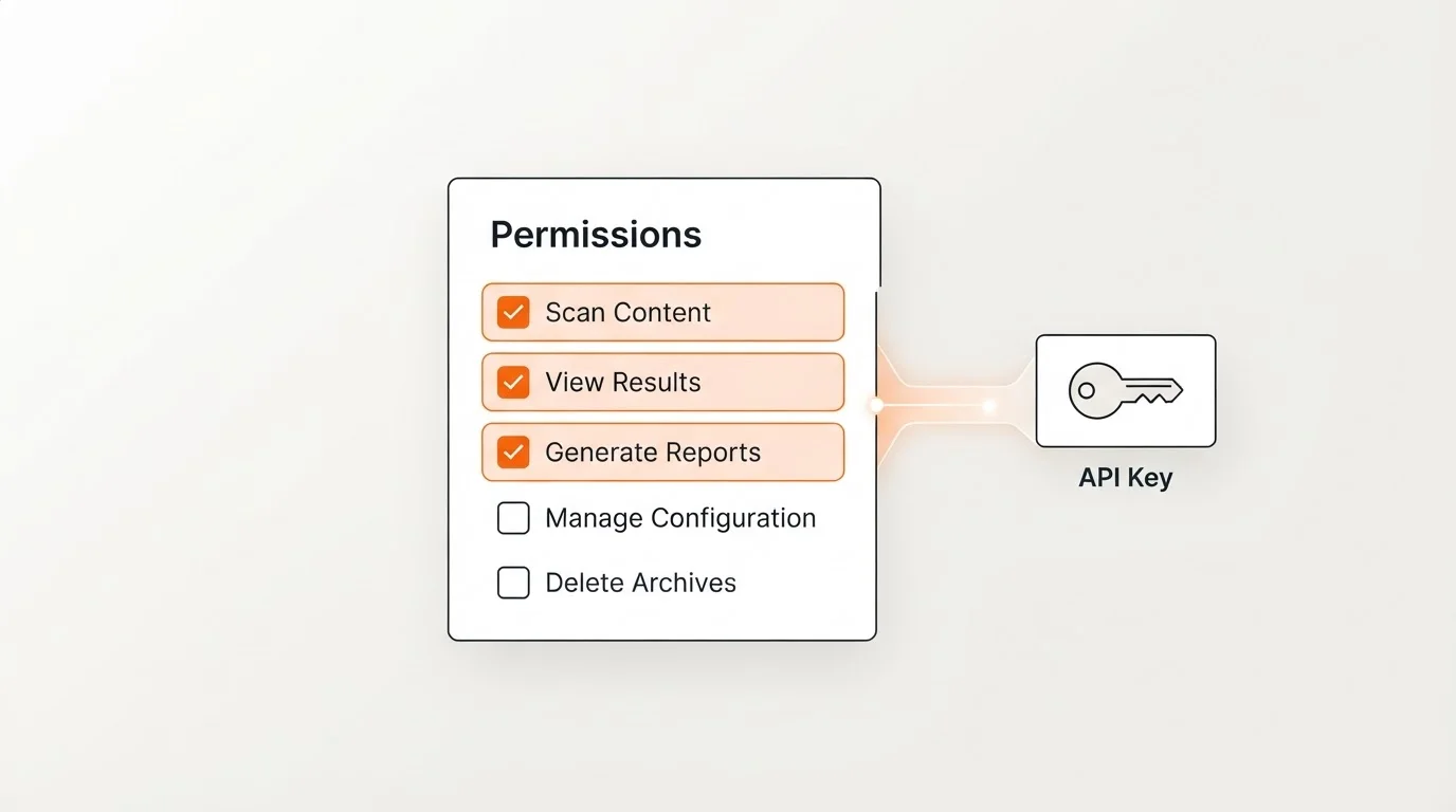 Interface showing granular API permissions for SEO tool integration