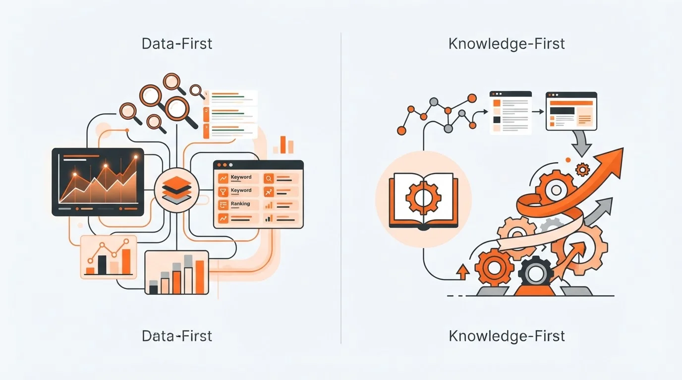 Comparison of data-first vs knowledge-first SEO strategies