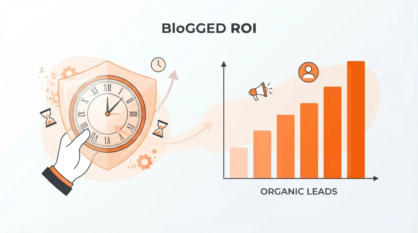Graphic showing time saved and organic lead growth for SaaS founders.
