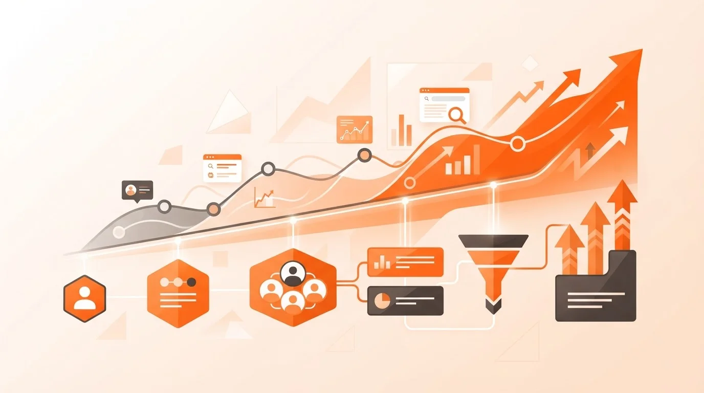 Dashboard showing Search Console performance and lead growth metrics