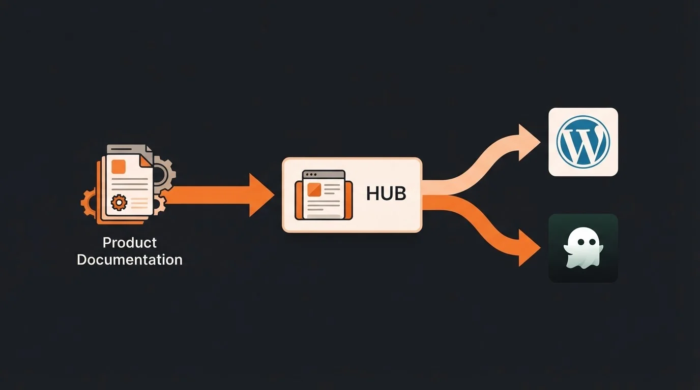 Infographic showing autonomous blogging integration with WordPress and Ghost.