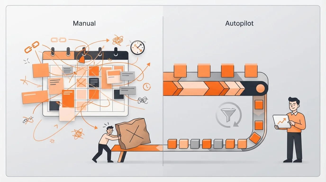 Comparison of manual content planning vs autonomous autopilot