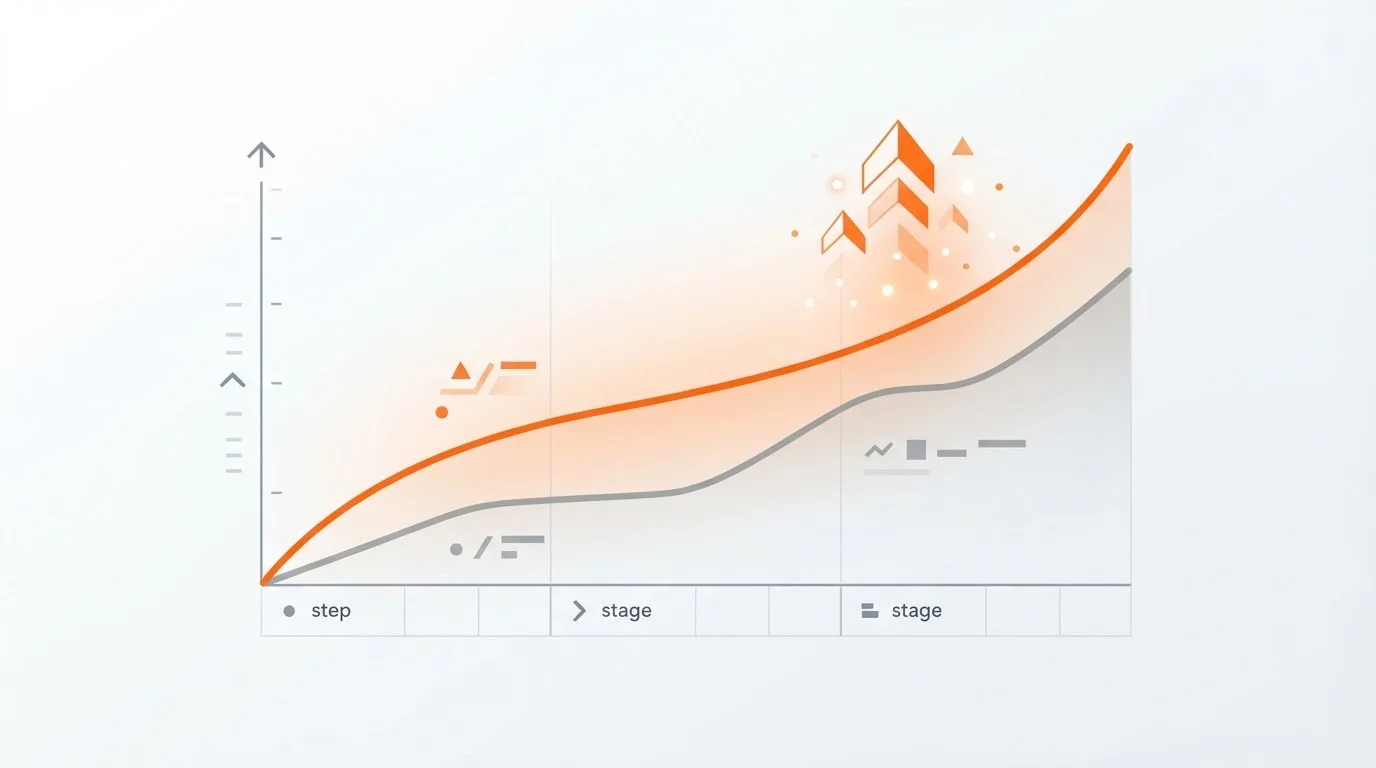 A dashboard showing increasing organic sessions and conversions over three months.