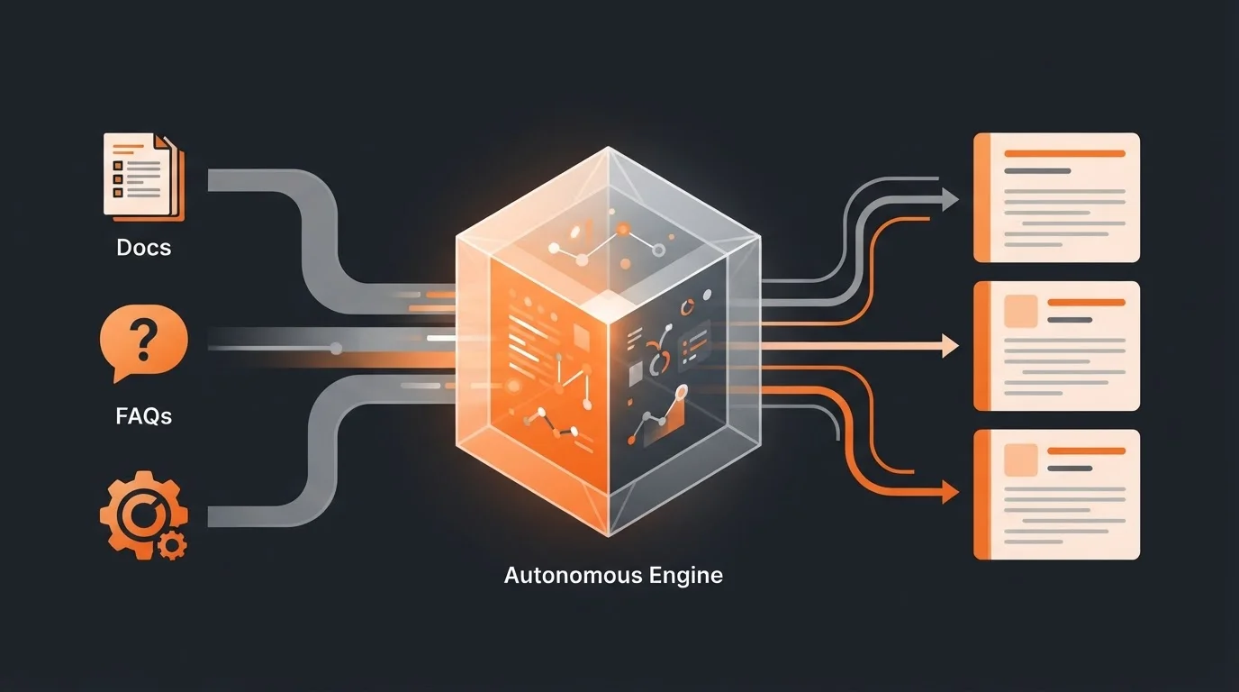 Diagram showing how product knowledge is transformed into SEO content