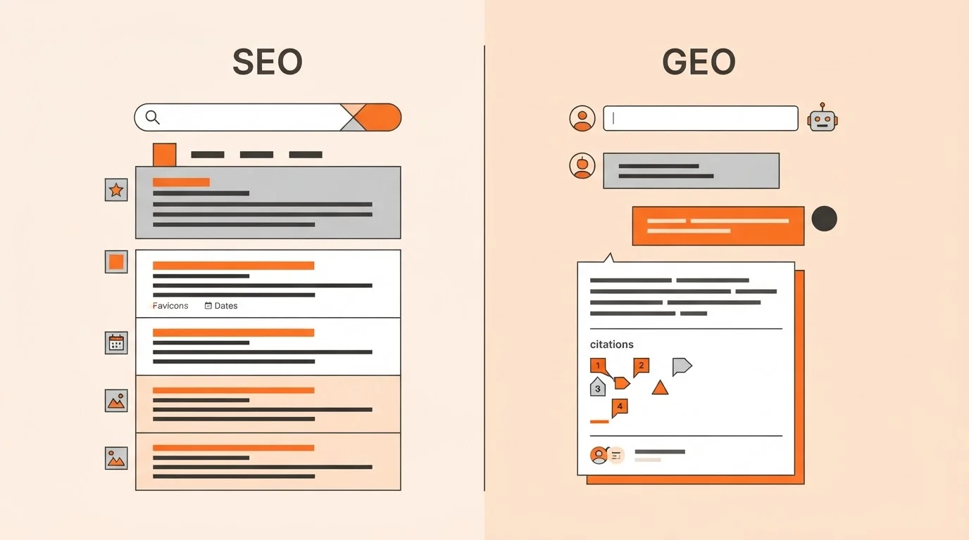 Comparison of traditional SEO and Generative Engine Optimization
