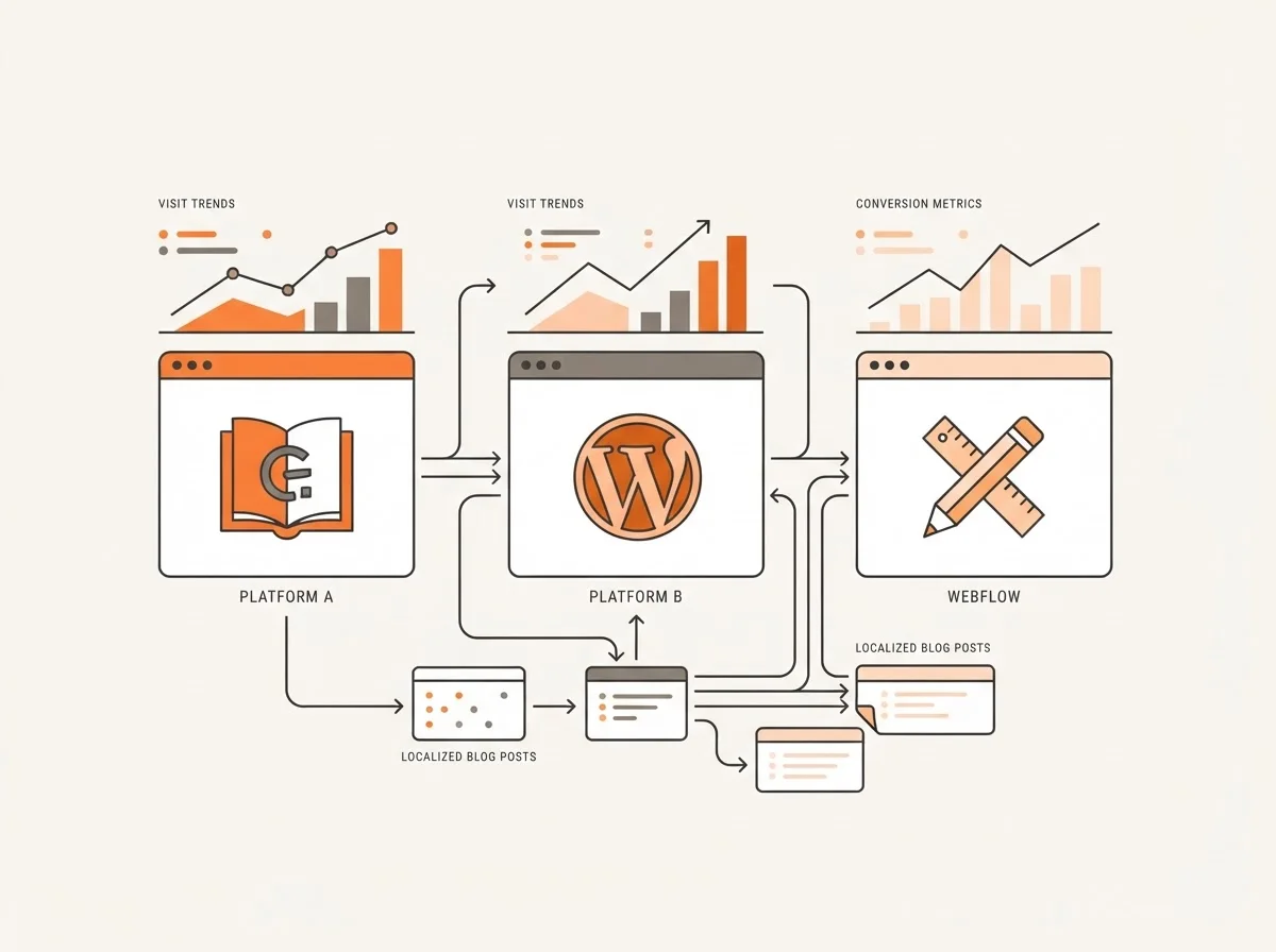 Visual representation of CMS integrations and conversion tracking.