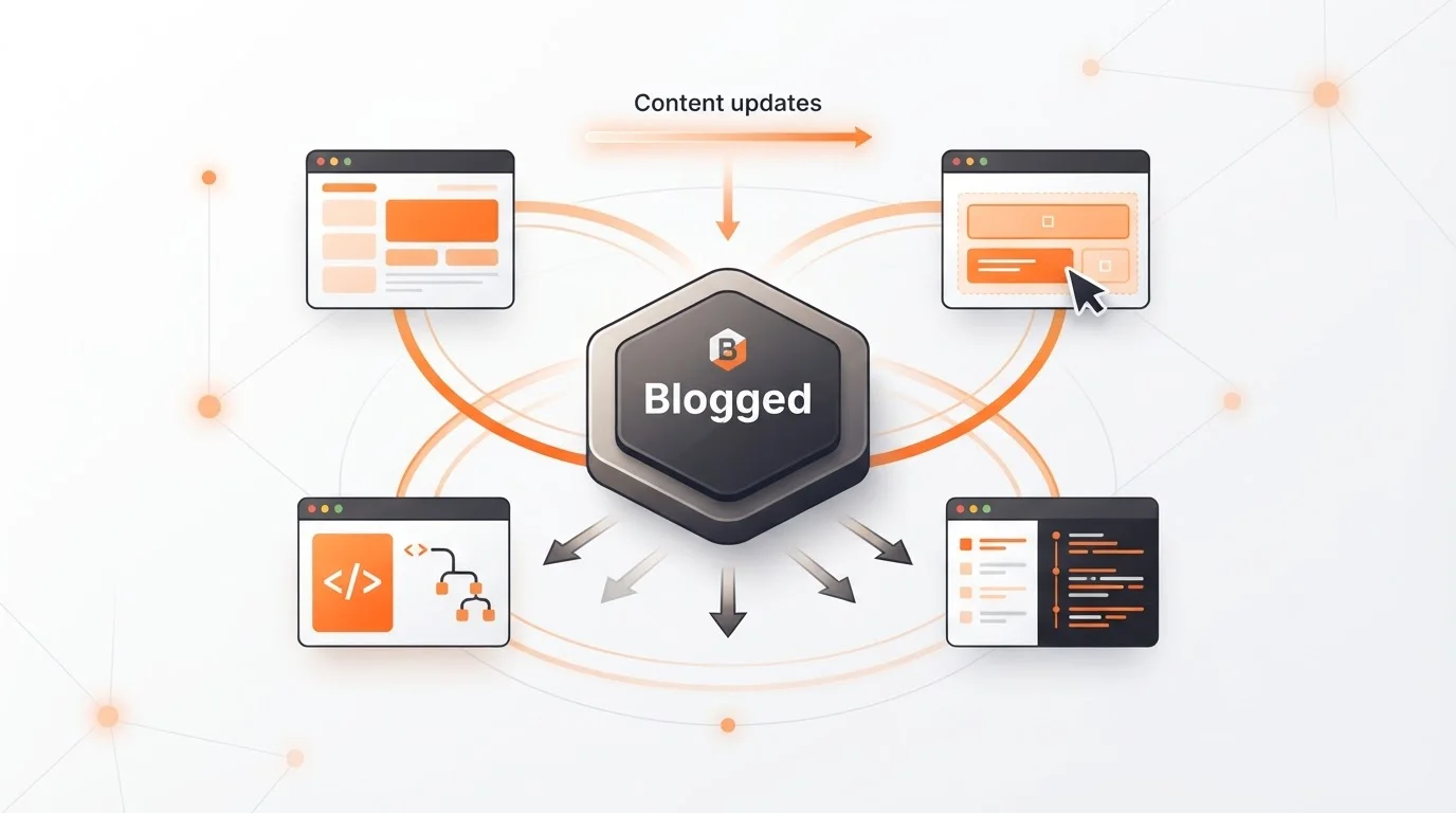 Logos of CMS platforms integrated with Blogged autonomous blogging.