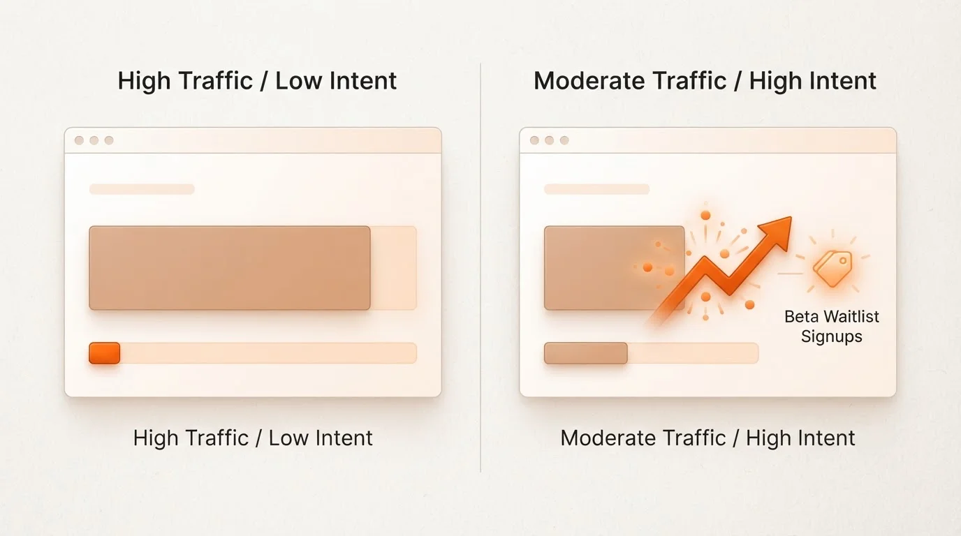 Comparison of feature validation metrics through blog post conversions