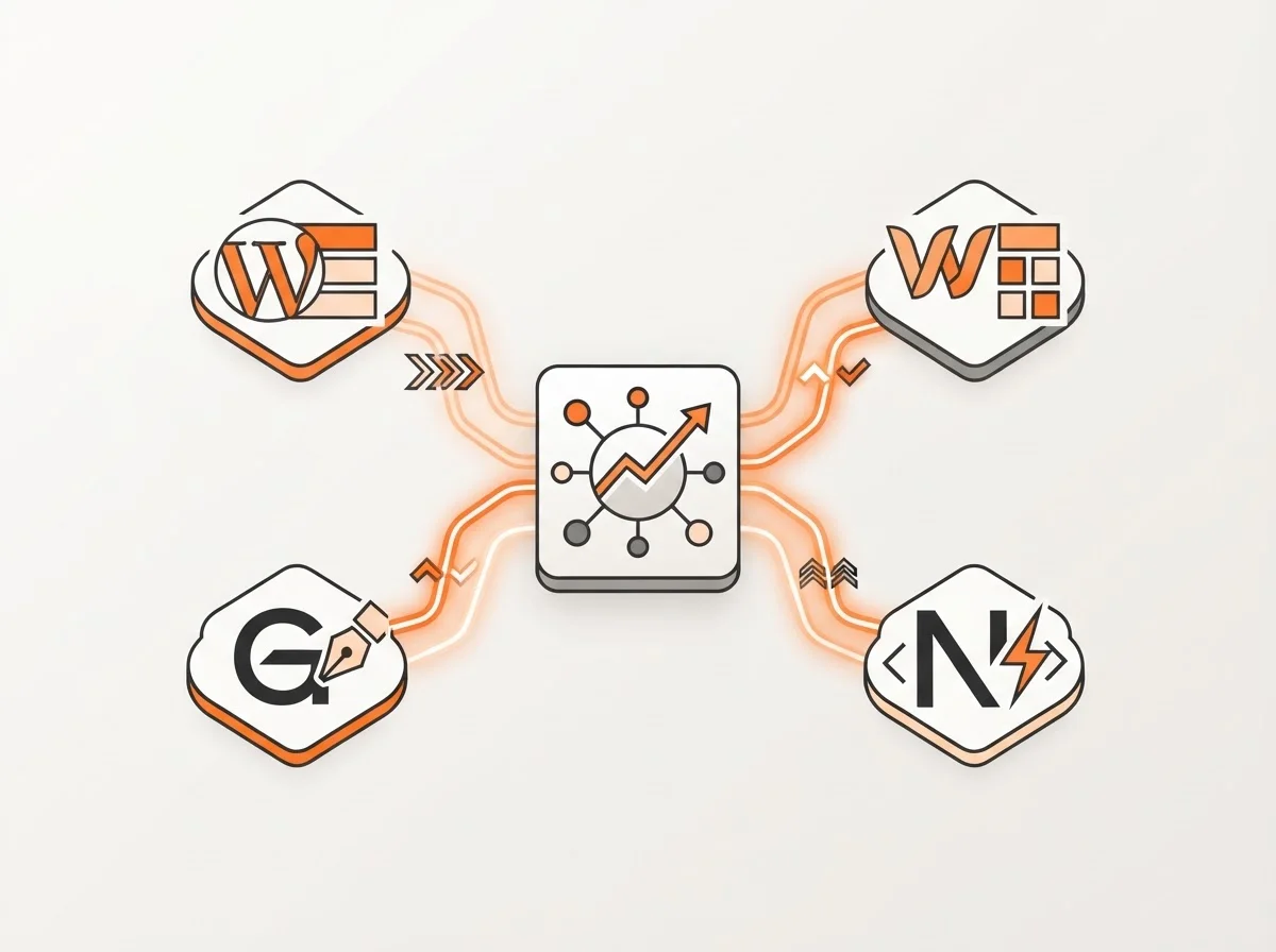 Integration ecosystem for Blogged showing connections to major CMS platforms.