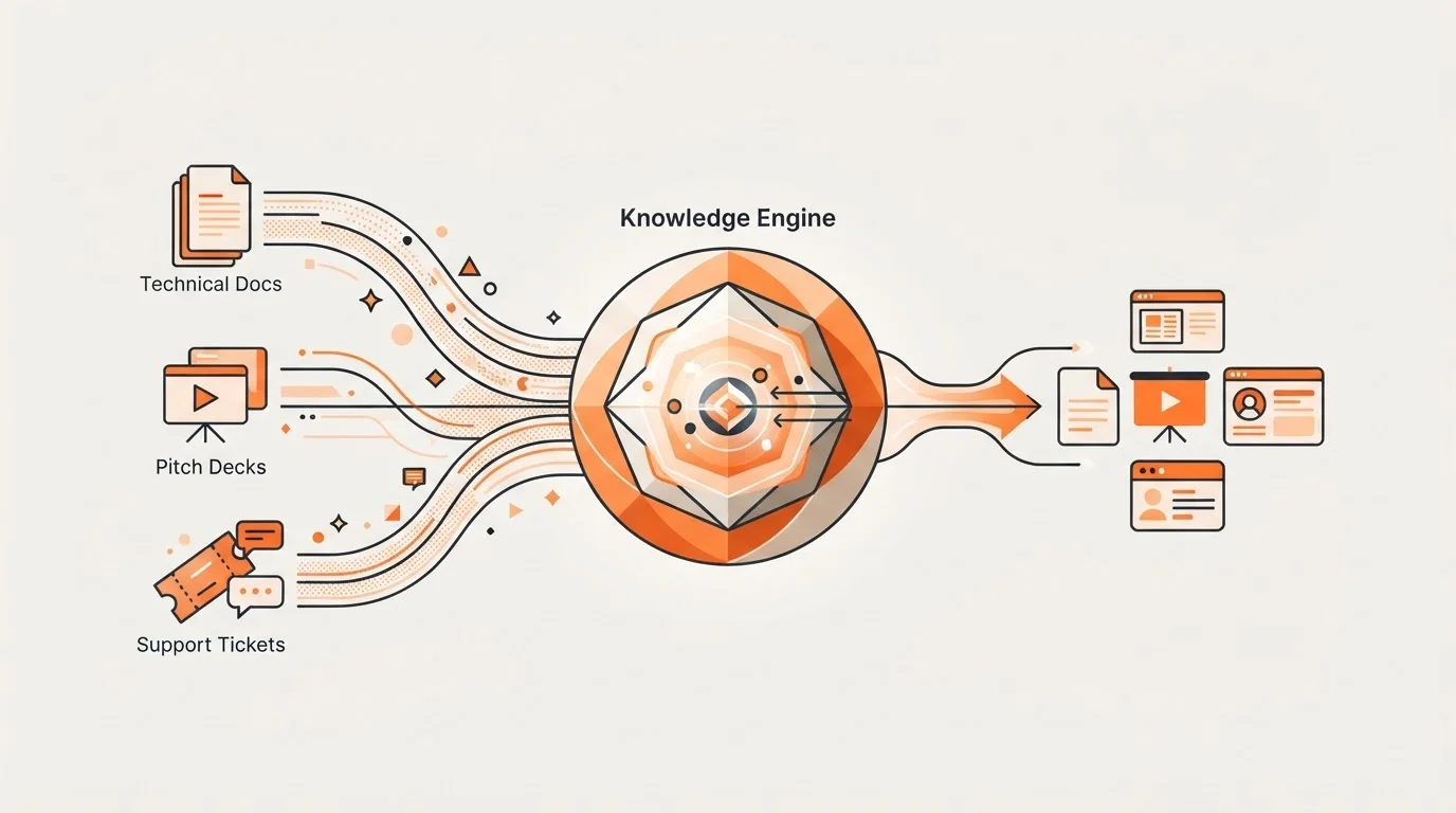 Diagram of SaaS knowledge base ingestion for AI content creation