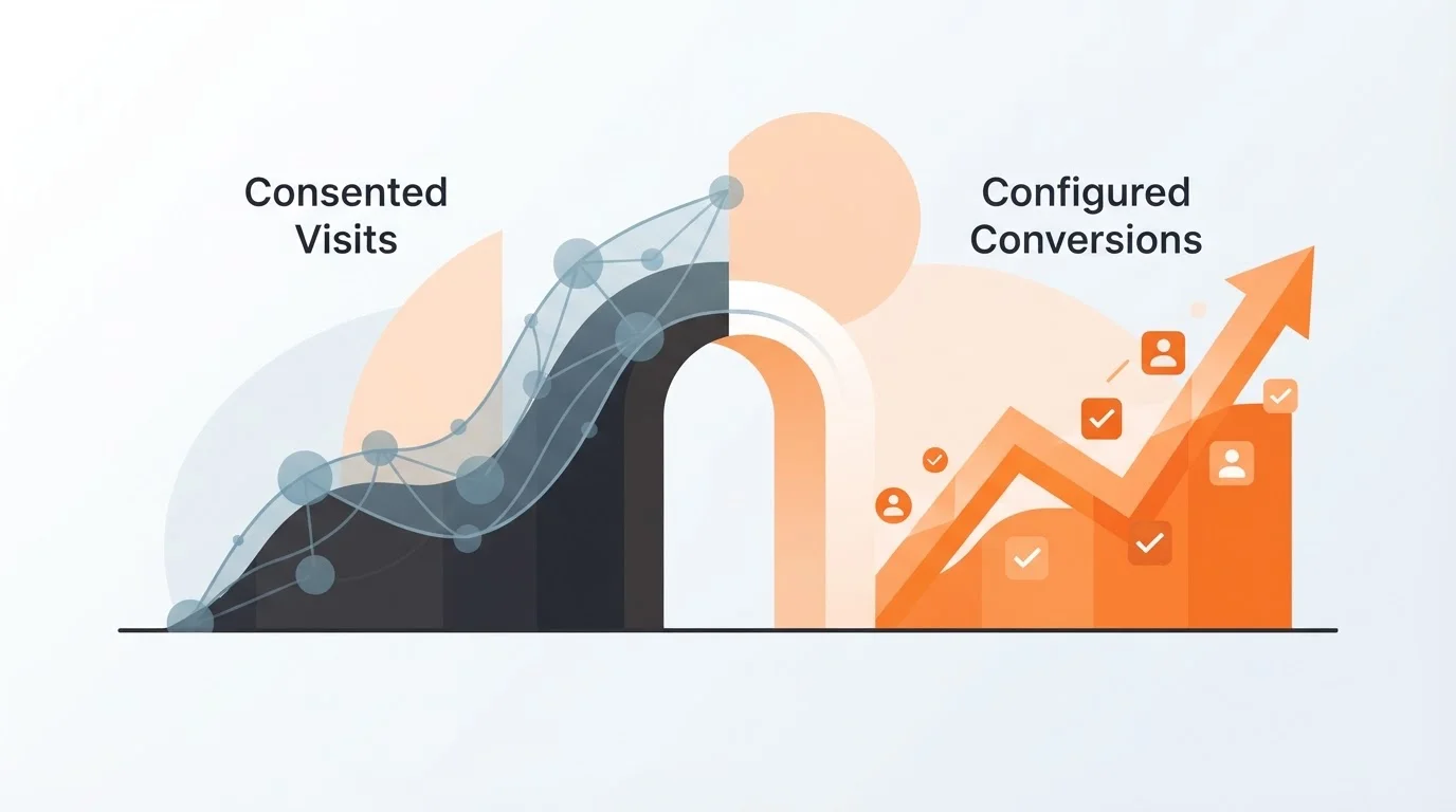 Dashboard showing growth in organic visits and trial conversions for a SaaS product