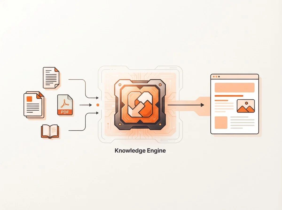 Diagram of product-led content generation via a Knowledge Engine