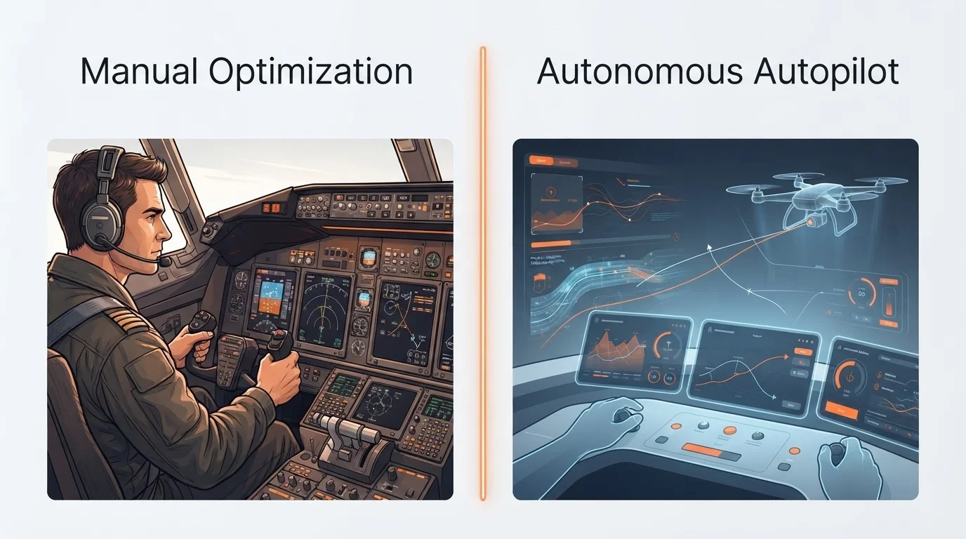 Comparison of manual AI assistance versus autonomous SEO automation
