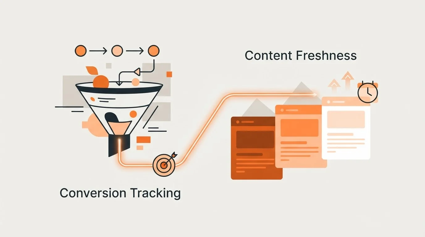 SaaS SEO dashboard showing content performance and conversion metrics