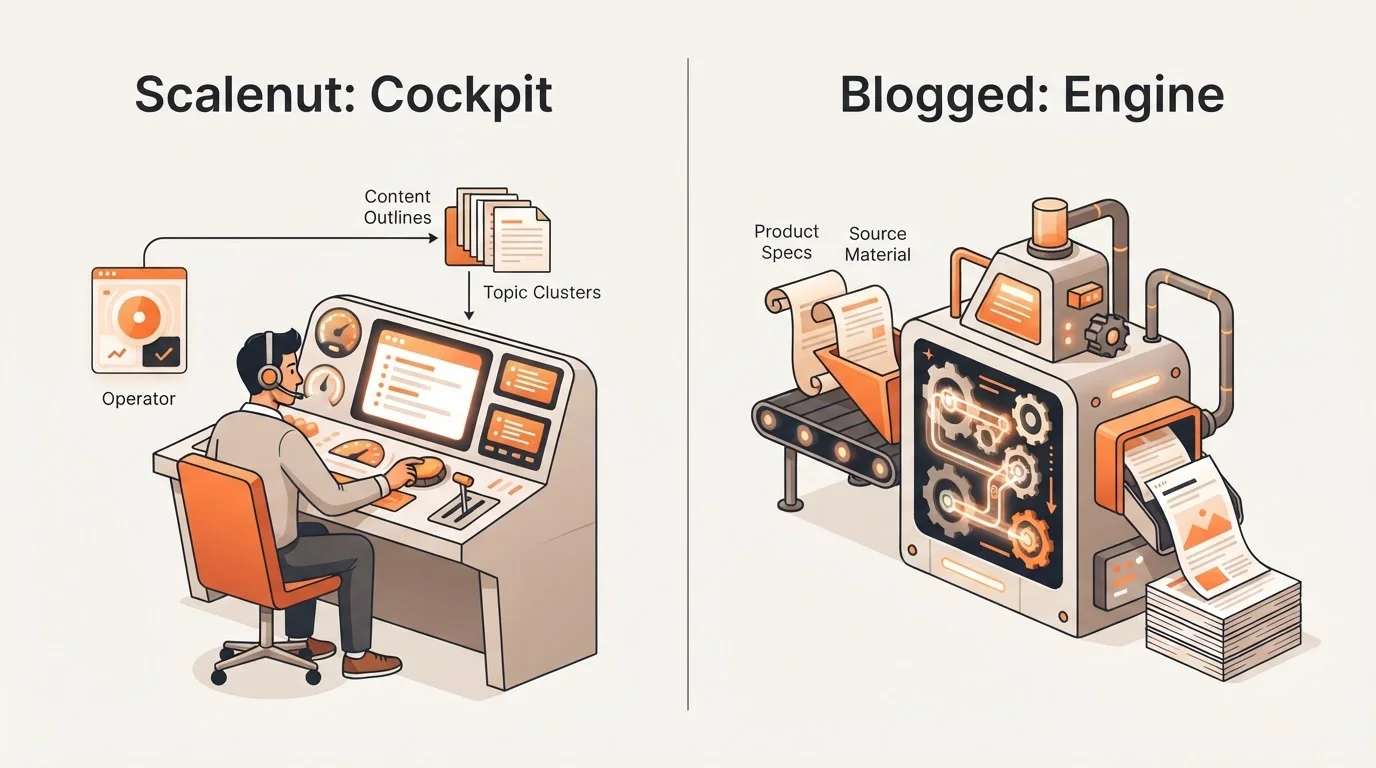 Comparison of AI-assisted content creation vs fully autonomous SEO blogging