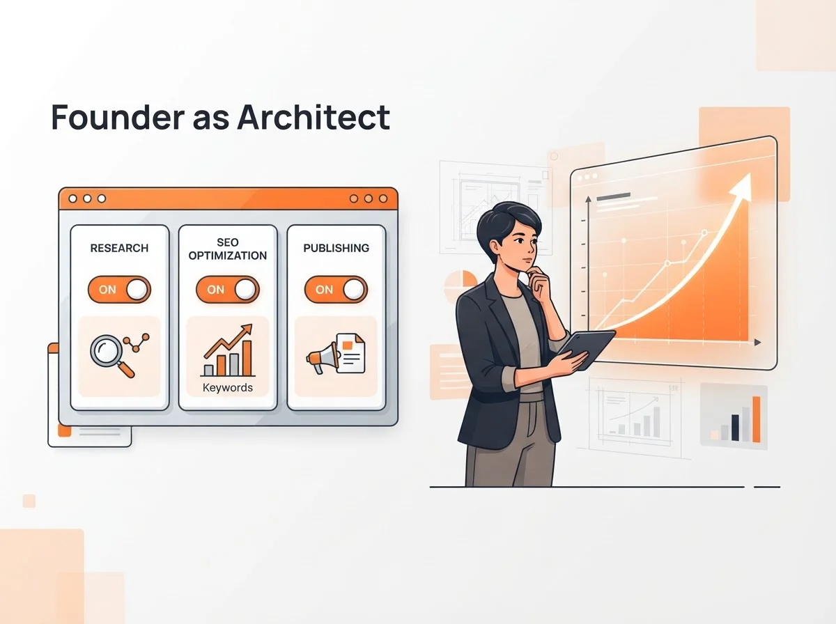 Founder managing content growth through an autonomous dashboard