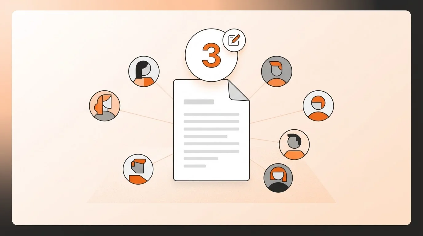 Mockup of the team collaboration and revision interface in Blogged.