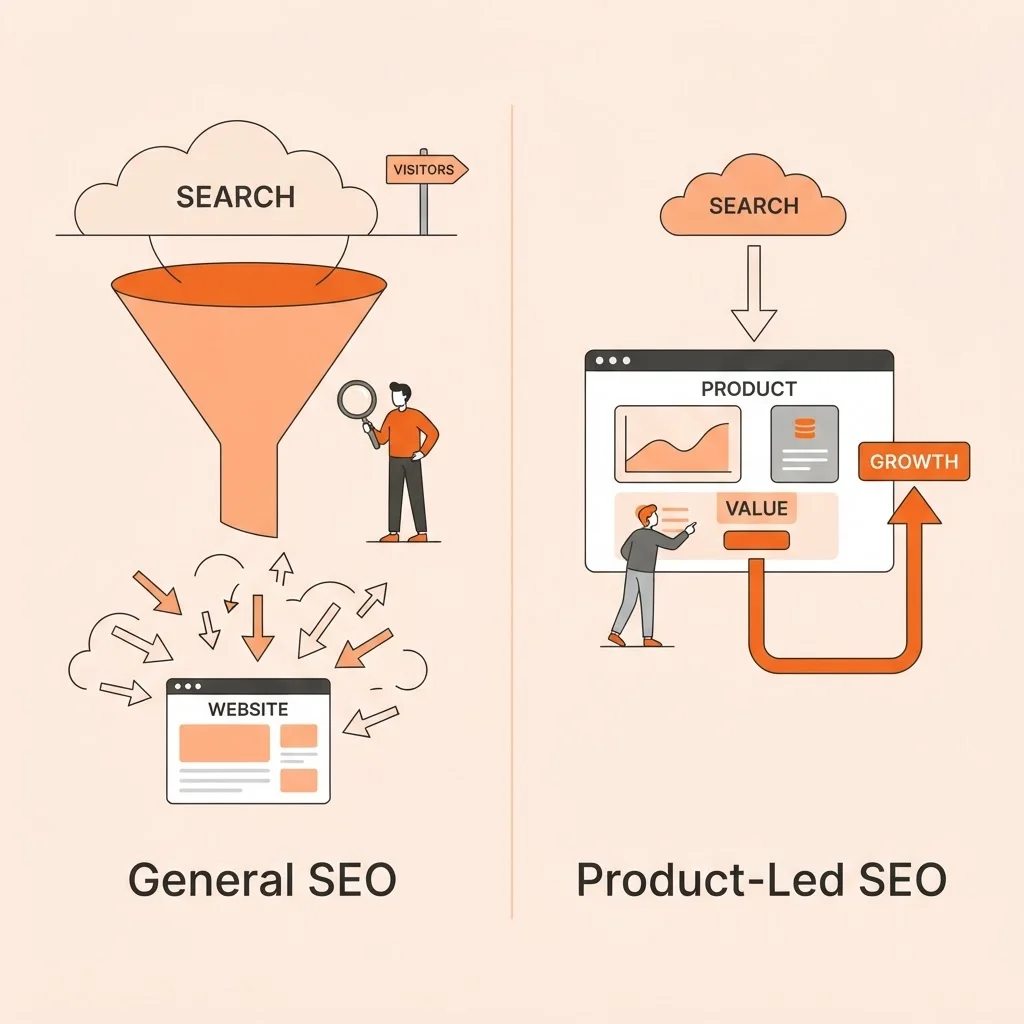 Comparison of general traffic vs product-led conversions