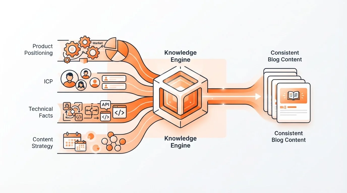 Diagram showing how product knowledge feeds into content creation.