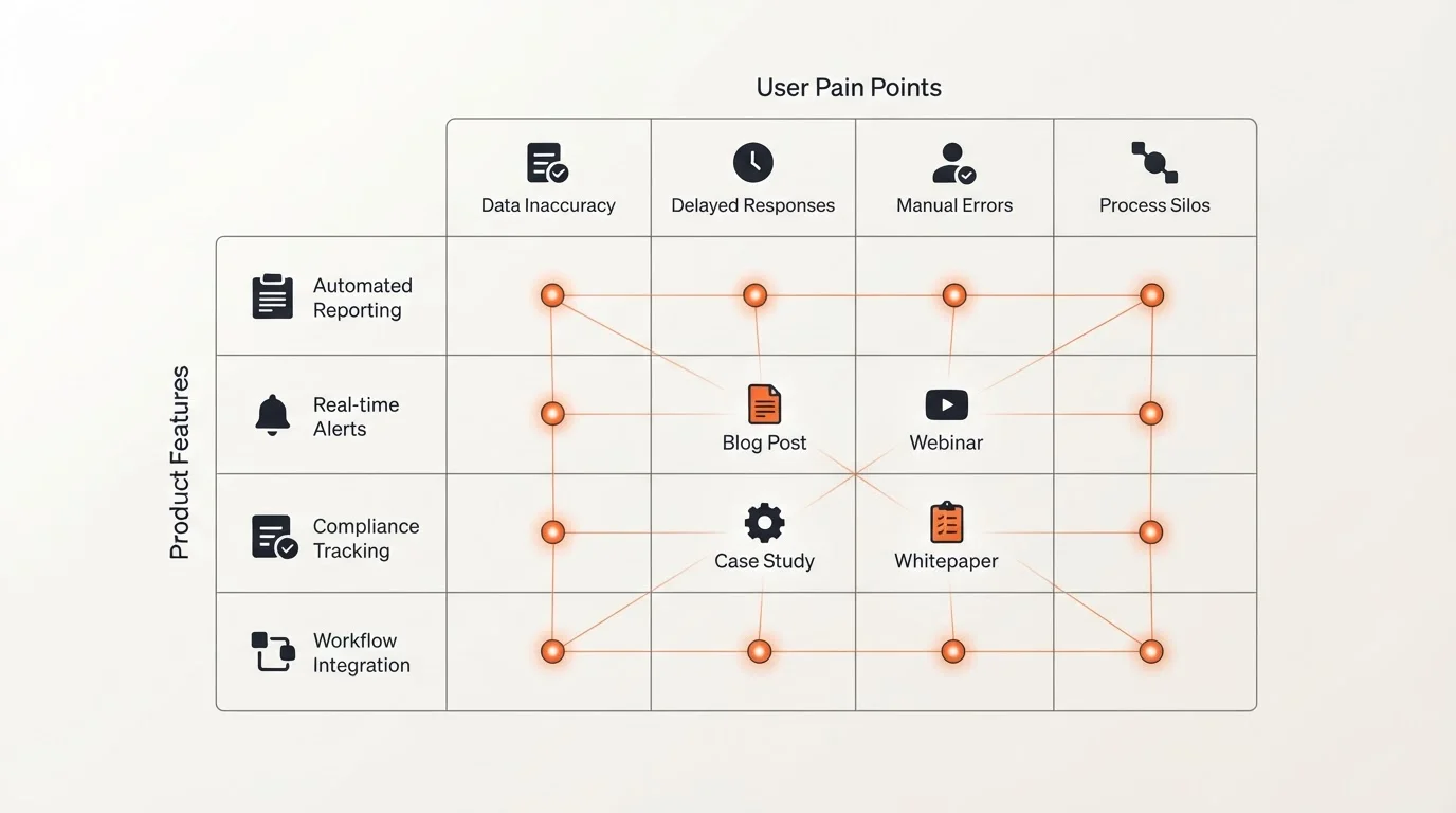 A diagram showing a SaaS content mapping matrix.