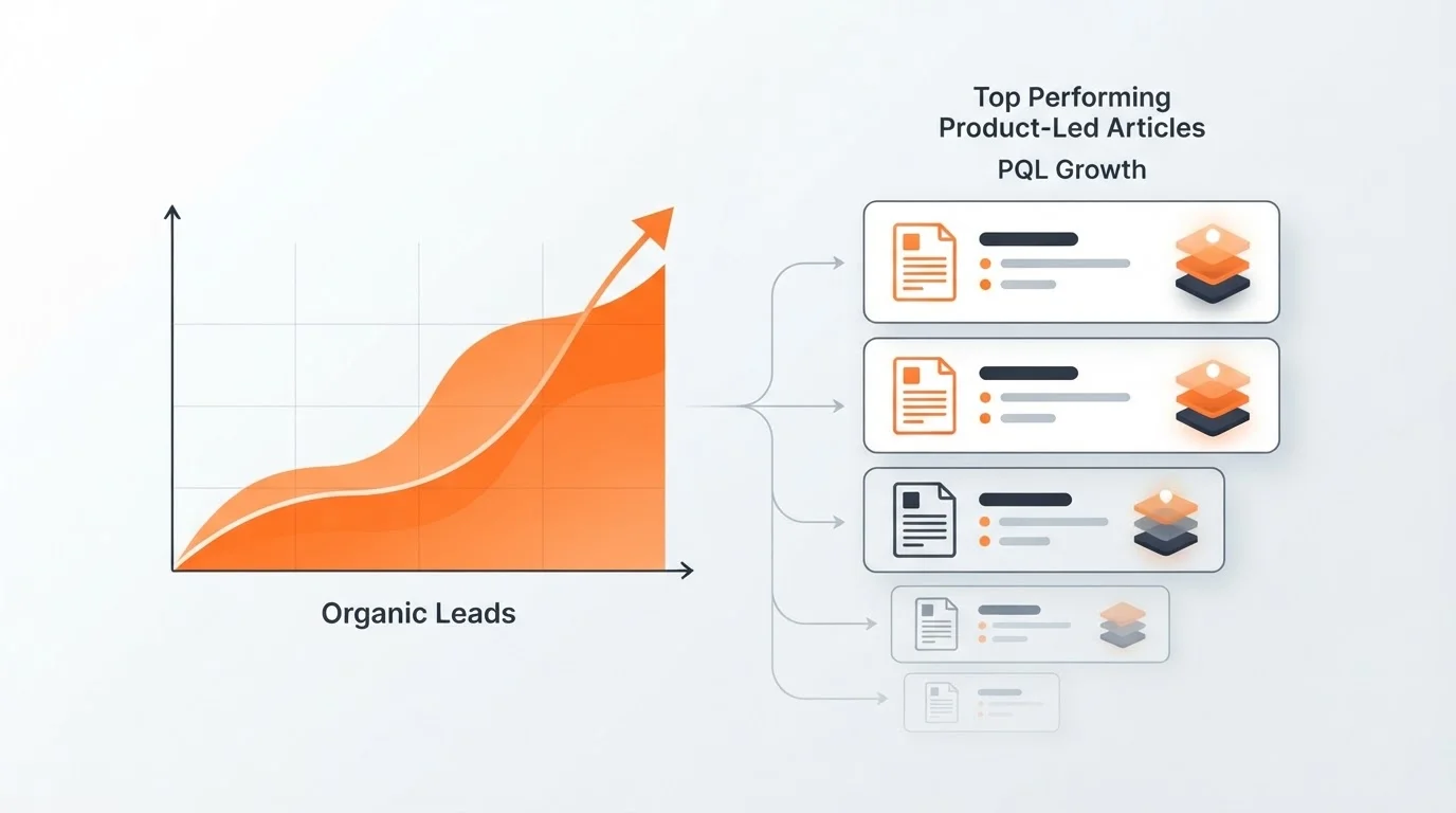 Analytics dashboard showing organic lead growth from blog content.